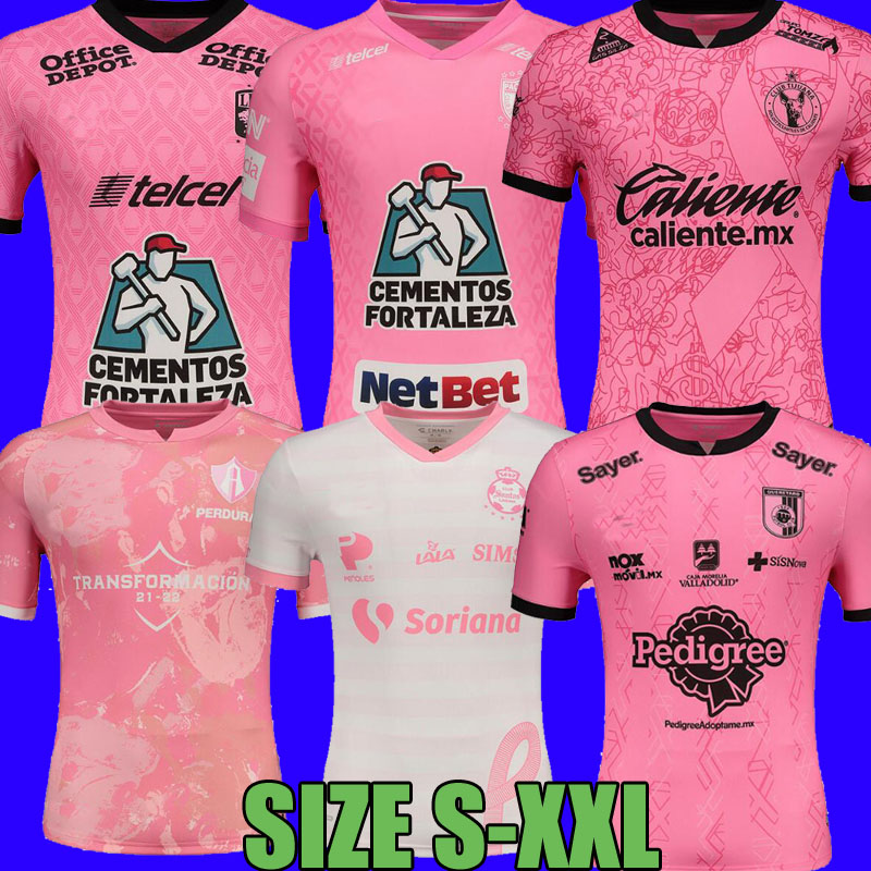 

jerseys Fútbol Octubre Rosa 2021 Santos Laguna Querétaro Pachuca Xolos Tijuana León soccer jersey 2022 pink football shirts leon top thailand quality