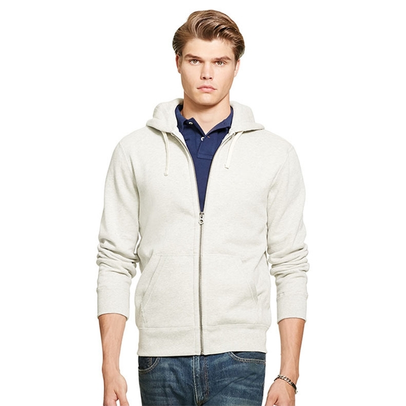 

Men' zipper Hooded Sweater pony sweater polo men' fleece casual coat, Gray