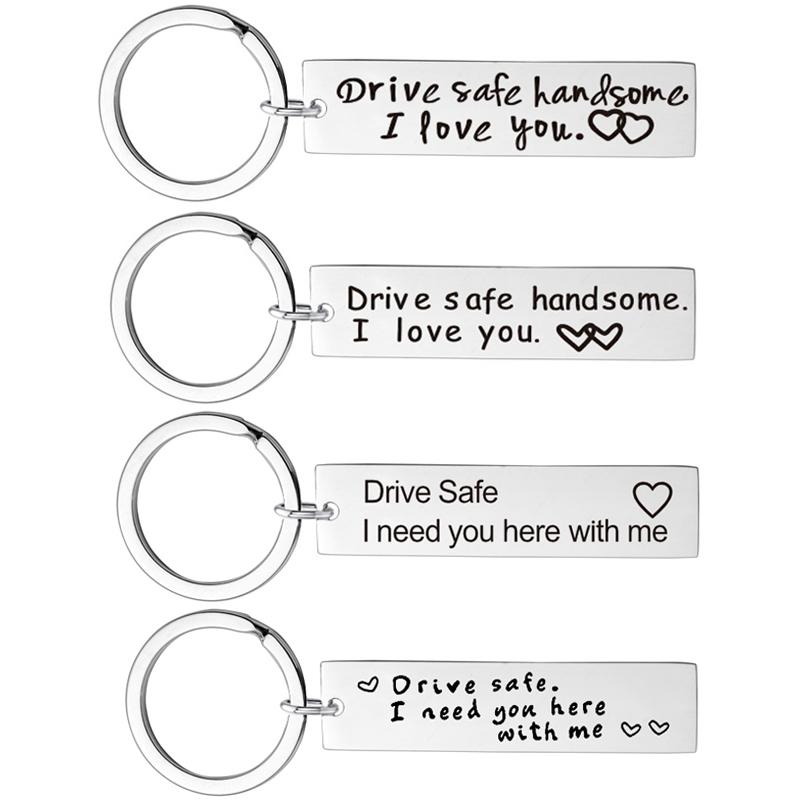 

Keychains Custom Keyring Engraved Drive Safe Handsome I Love You Need Here With Me Couples Women Valentine Gifts Keychain Jewelry
