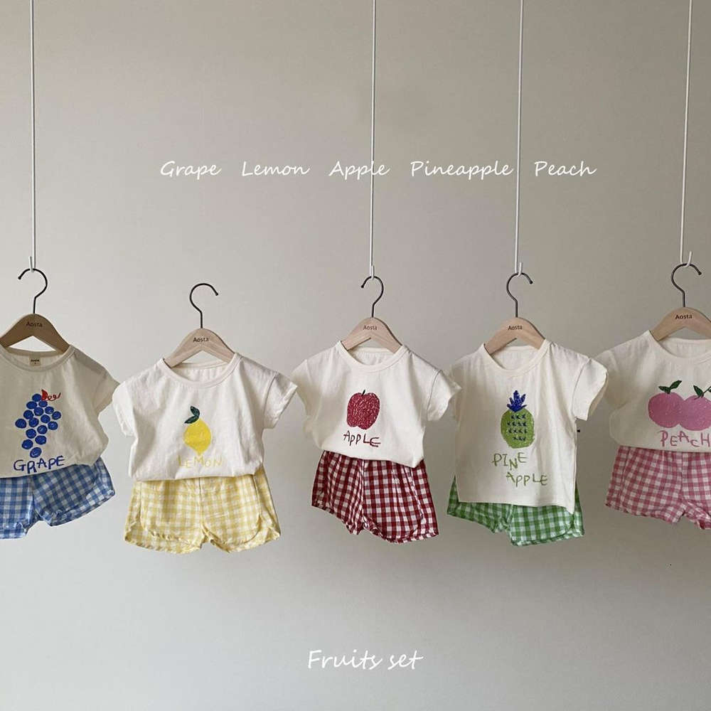 

Cotton cartoon suit short sleeve + shorts Korean baby summer two piece for boys and girls, White