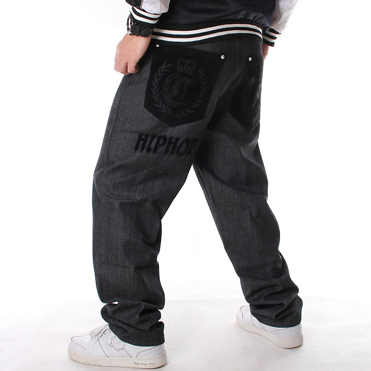 

hip costume flocking loose skateboard long fattening oversize hip hop jeans men's fashion, Blue