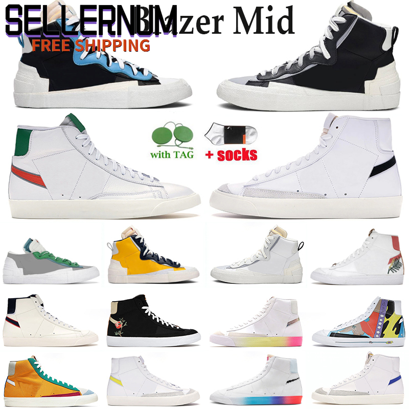 

Blazer mid 77 vintage mens women running shoes White black Pine Green Snakeskin Habanero Red Kumquat Platform Trainers sport sneakers, White;red