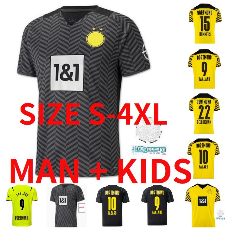 

SIZE S-4XL HAALAND REUS Borussia soccer jersey BELLINGHAM 4th dortmund Special football shirts 2021 2122 SANCHO BRANDT PISZCZEK kit men kids uniform, Black;yellow