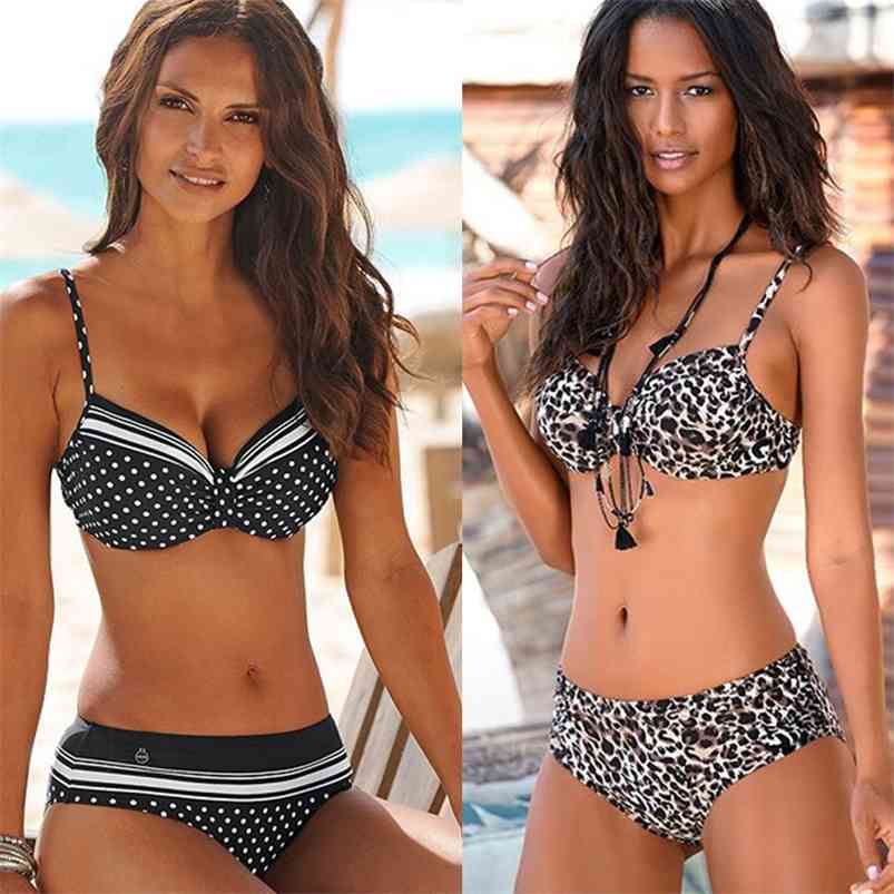 

Sexy Push Up Bikini Women Swimsuit Beach Brazilian Set High Waist Swimwear Bathing Suit Leopard Print Swimming Suits 210629, Print 2