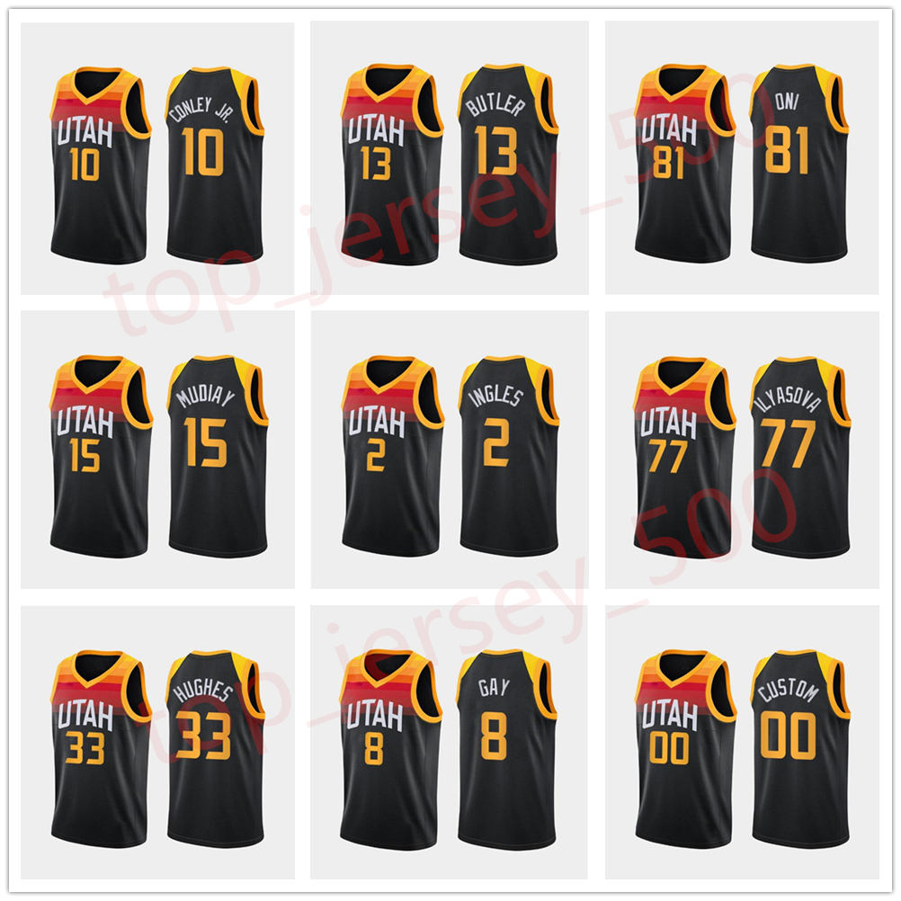 

Utah's Jazz's Basketball Jersey Mike Conley Jr. Rudy Gobert Donovan Mitchell Bojan Bogdanovic Emmanuel Mudiay Custom Black jerseys 2021 1201, As shown in illustration