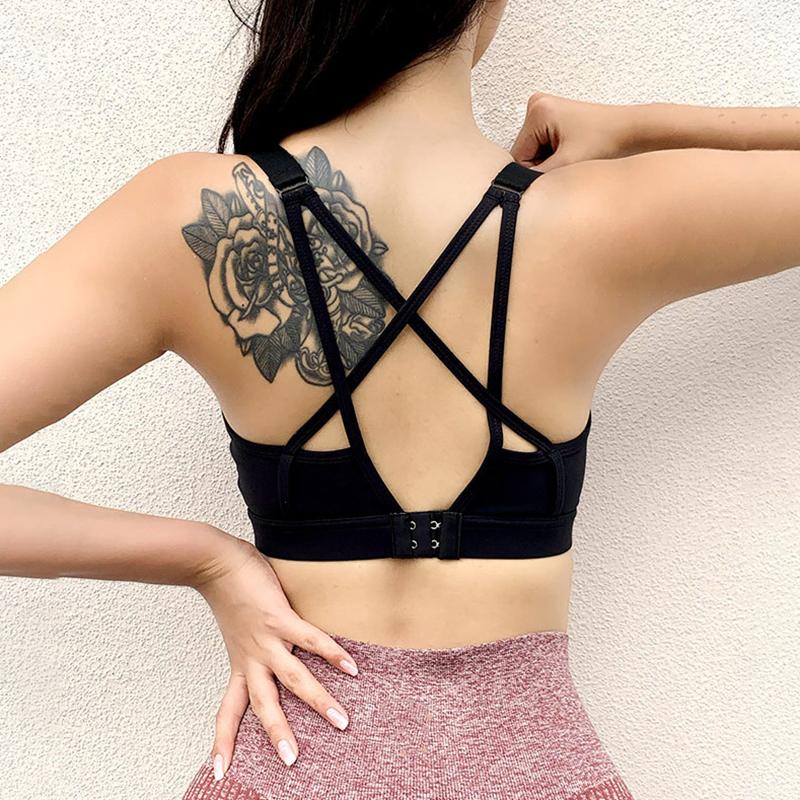 

Gym Clothing SALSPOR Women Sport Bra Yoga Fitness Push Up Shockproof Trainning Sportwear Underwear Solid Running Female, Black