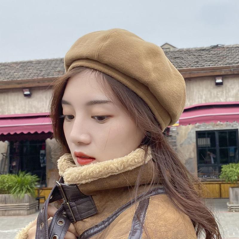 

Berets Wamdy British Retro Beret Hat Women Felt Style Fashion Girls Lady Solid Color Slouchy Winter Hats Female, Black