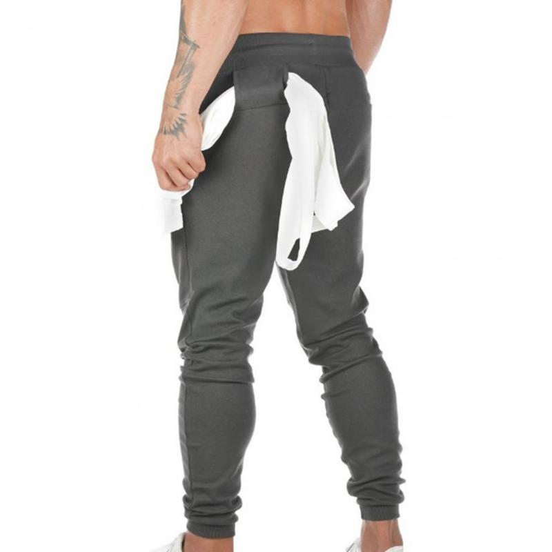 

Men's Pants Zipper Decoration Men Sweatpants Solid Color Drawstring Elastic Waist Ankle-banded Spring For Daily Wear, Black