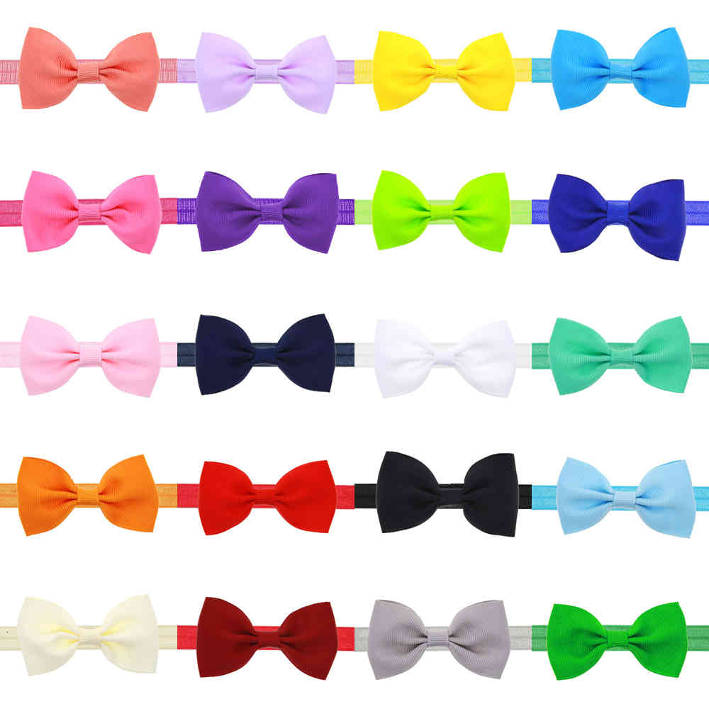 

Hair Accessories Baby Headbands mini Bow head bands Kids Girls Grosgrain Elastic bands Ribbon Bowknot Headband Children WKHA26 BADL, 20 colors