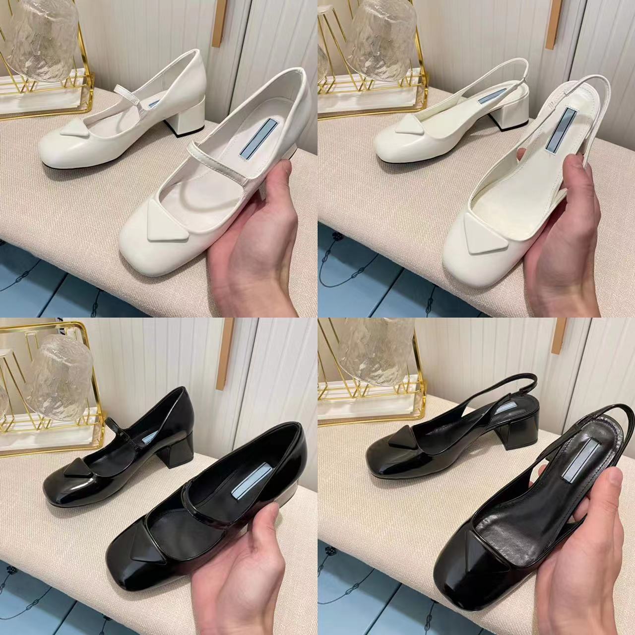 

Fashion Women Dress Shoes Classic Shallow Square Toe Flat Shoe Sandal Wedding Party Leather High Heel Formal Loafer With Box, 13