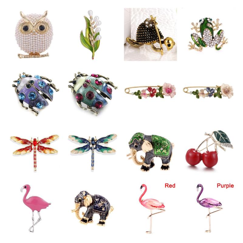 

Pins, Brooches Fashion Colorful Bee Bird Frog Metal Crystal Rhinestones Cutout Brooch Animal Pins Banquet Wedding Bouquet Gifts, Gray