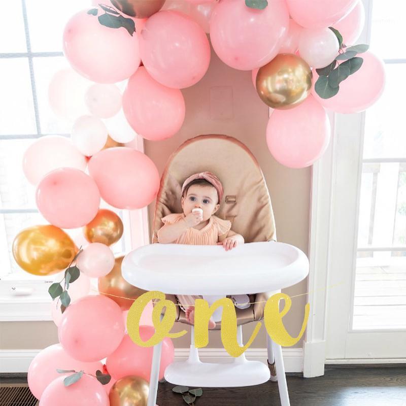 

Party Decoration Baby 1 Birthday Chair Garland Flag Glitter One Banner Letter Gold Bunting For First 1st
