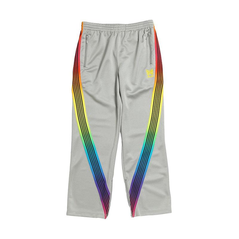 

Men's Pants Needles Track Rainbow Butterfly Niche Trendy Brand High Street Oversized Straight Casual Striped Wide-leg Trousers For Men, Black