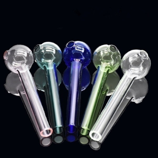 

3.9 inch Colorful Glass Pipe Oil Nail Burning Jumbo Pipes Thick Pyrex Portable Glass Burner Smoking Tube Pink Blue Green Clear Tobacco Hookah Shisha Accessories