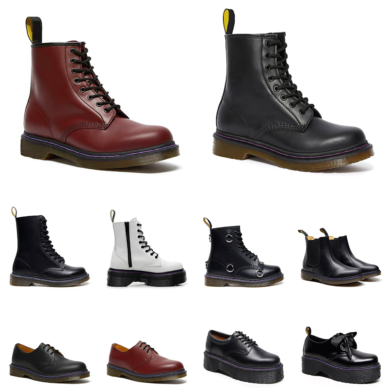 

Luxury Martin Boots men women Designer Leather Ankle Half Winter Boot Black White Bordeaux Wine Red mens Velvet Shoes, # 1