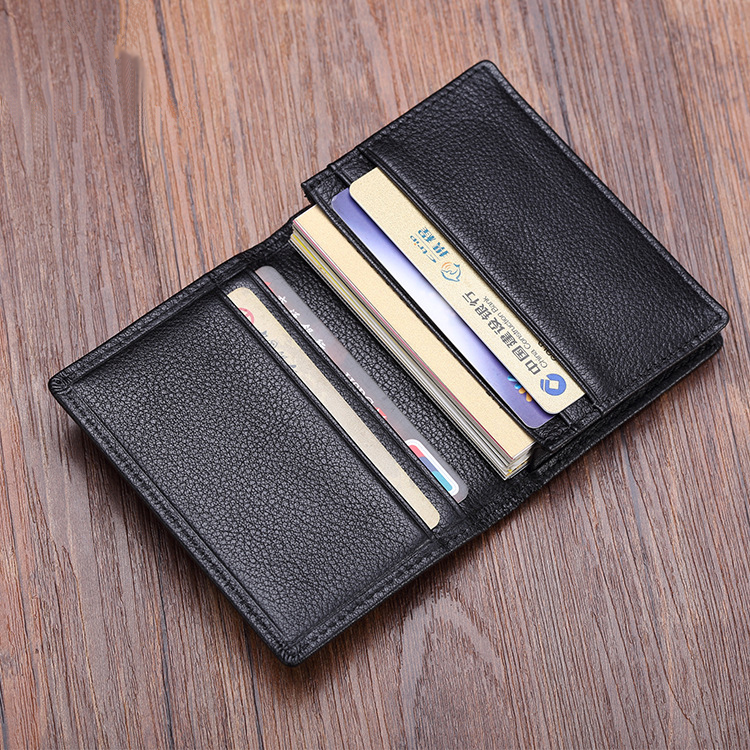 

Fashion Genuine Leather holder men card id holders Women business card holder Leather Card wallet case MC-904, Black
