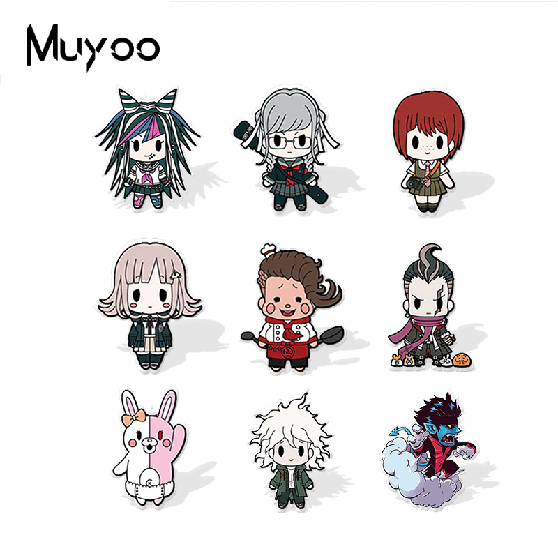 

New D4 Super Danganronpa Naegi Makoto Maizono 2020 Sayaka Monomi Anime Handmade Acrylic Epoxy Lapel Pin, Golden;silver