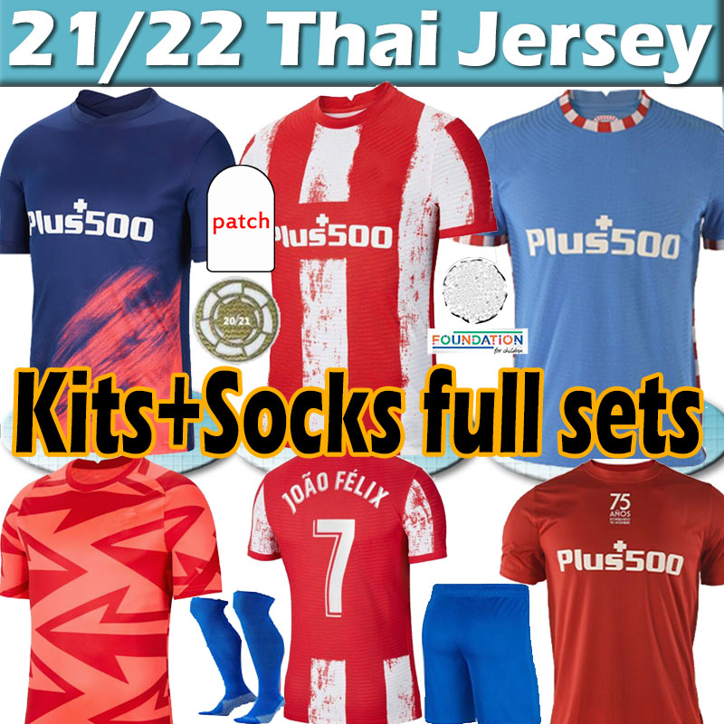 

21/22 Atletico Soccer Jerseys JOAO FELIX SUAREZ KOKE Madrid 75th jersey 2021 2022 Champion camisetas de fútbol Men kids kits socks full sets fooball shirt Thailand, 21 22 home women