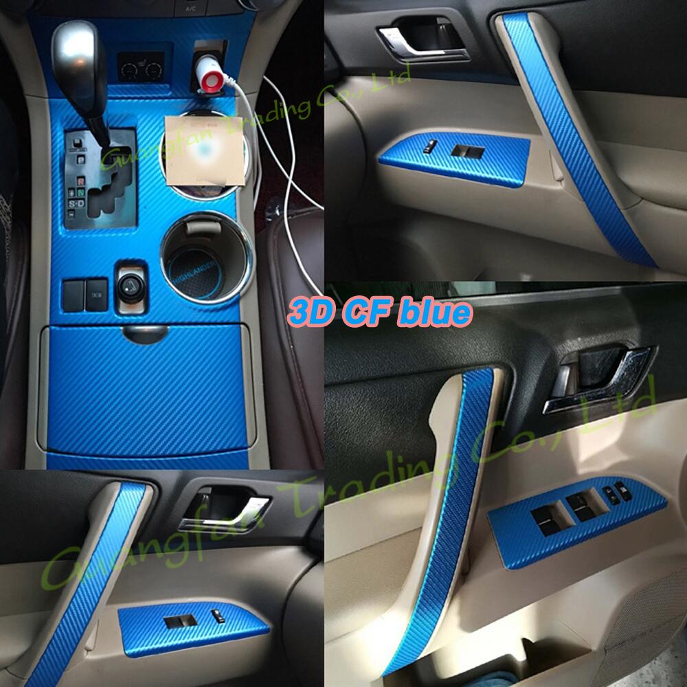 Interior Central Control Panel Door Handle 3D 5D Carbon Fiber Stickers Decals Car-styling Cover Parts Products Accessories For Toyota Highlander-image-744819409