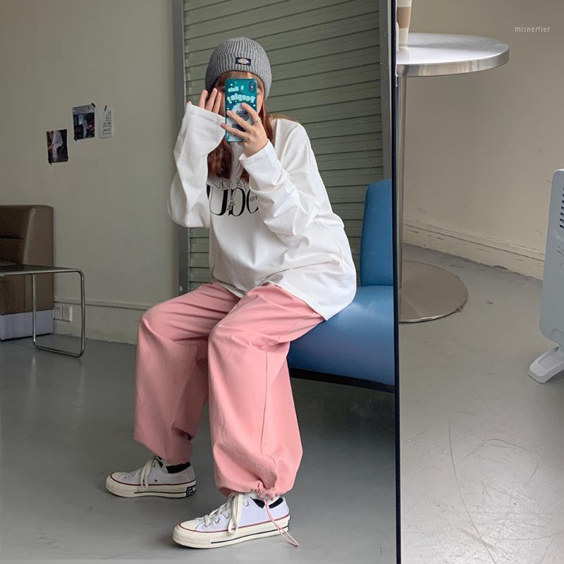 

Women's Pants & Capris Legged Casual Korean Version Loose Vertical Wide Leg White Student, Black;white