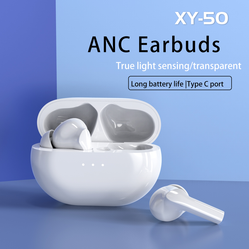 

ANC Bluetooth Earphones Active Noise Reduction TWS Wireless Earbuds Stereo Headphones Nice Product Headset With Charging Box XY-50, Black