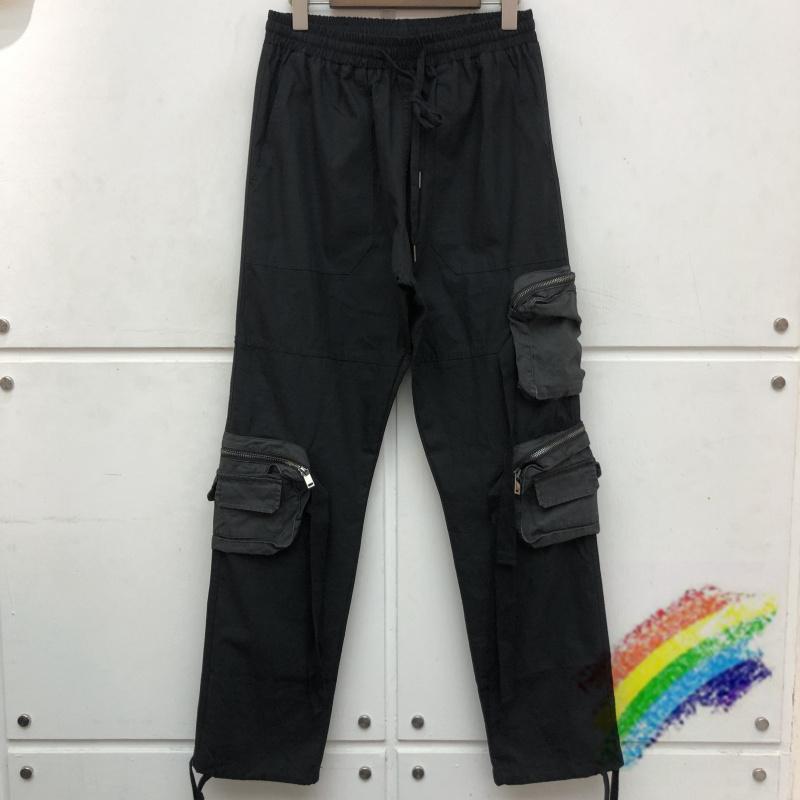 

Men's Pants Black Multi-pocket Men Women Top Quality Drawstring Cargo Multifunctional Flap Pockets Overalls