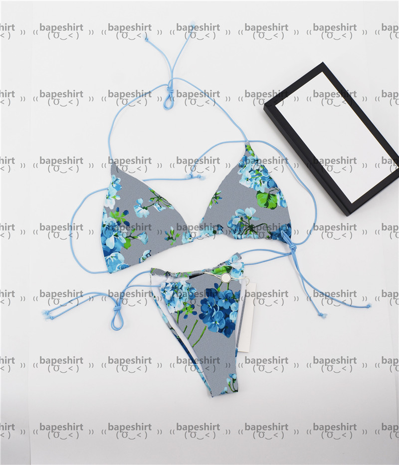 

Flowers Print Bikinis Hipster Padded Women' Push Up Swimsuits Outdoor Beach Tourism Vacation Must Bandage Wear