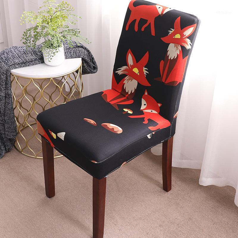 

Cartoon Animal Printed Elastic Chair Cover Spandex Dinning Room Kitchen Slipcovers Protector For Wedding Party Banquet