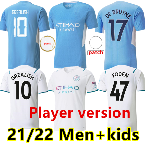 

21 22 Manchester soccer jersey GREALISH G. JESUS CITY STERLING FERRAN DE BRUYNE MAHREZ FODEN RODRIGO special edition Player version men+kids uniform, 21/22 away player