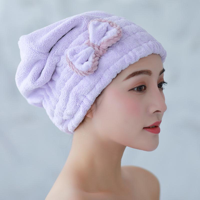 

Shower Caps Bowknot Dry Hair Towel Quick-drying Cap For Women Super Absorbent Bath Accessories