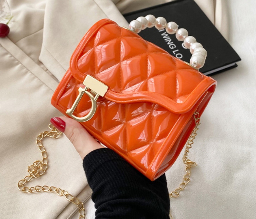 

Jelly Crossbody Bag For Women 2022 Women's Totes Bags Vintage Dress Handbag Pearl Ladies Shoulder Bag Candy Color Messenger Bag, Red