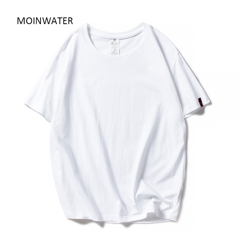 

MOINWATER Women Black White Tshirts Lady Solid Cotton Tees Short Sleeve T shirts Female Summer Tops for Woman MT1901 210722