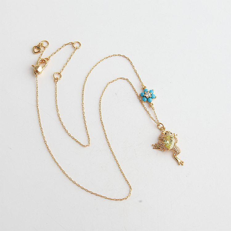 

Pendant Necklaces European And American Accessories Nature Walk Lovely Diamond Full Fun Frog Necklace Female