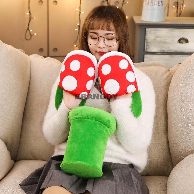 

2021 Cute Japan Anime Super Cotton Piranha Decoration Flower Autumn&Winter Plush Slipper Men Women Home Warm Shoes Slippers, Black