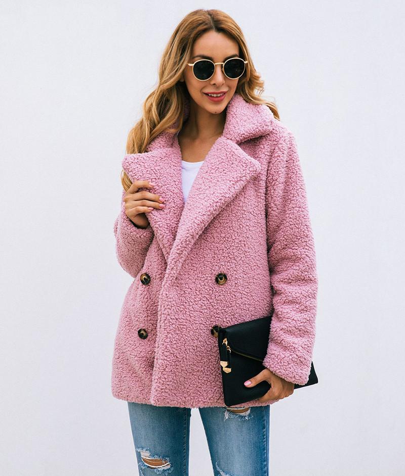 

Women's Fur & Faux 2021 Thick Jacket Coat Big Size Women Casual Teddy Winter Fleece Warm Pockets Plush Overcoat Solid Outwear, Black