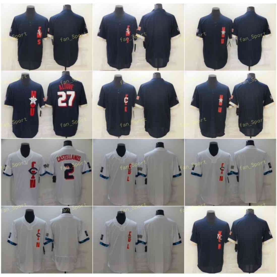 

2021 All Star 2 Nick Castellanos Baseball Jerseys 27 Jose Altuve Cool Base Flexbase White Blue Stitched, Men