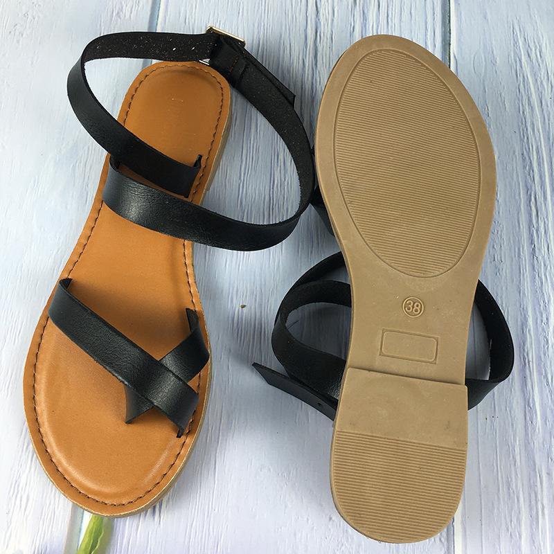 

Sandals 2021 Women Shoes Leather Casual Summer Beach Female Open Toe Plus Size Gladiator Sandal Flat, Black