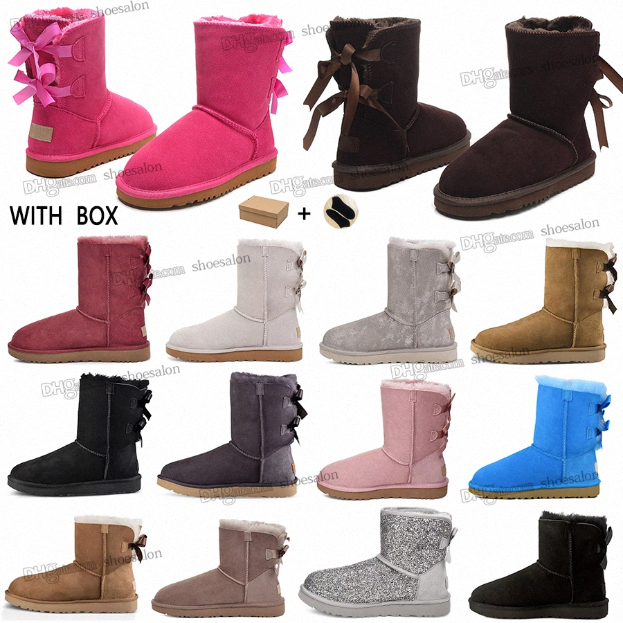 

2021 designer Classic australian women platform womens satin boot girls locomotive boots bailey dune winter buckle fur snow Half Knee Short lady booties ugg uggs, Shoesalon