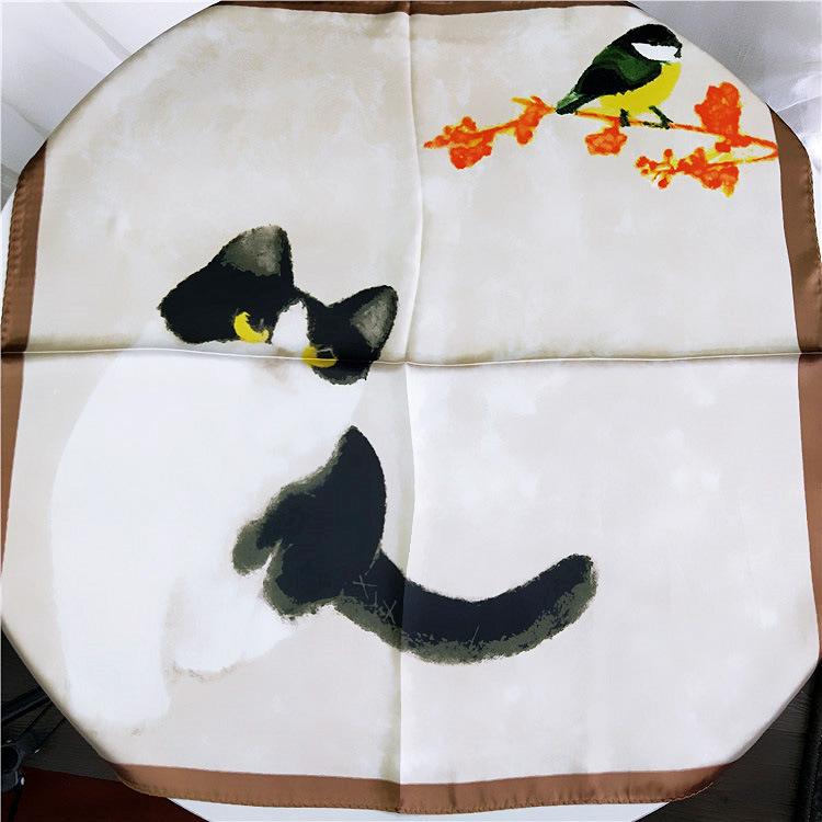 

Scarves Print Elegant Neck Ring Scarf Silk Shawls Women Square Small Wraps Hair Accessories Head Band Foulard Neckerchief Tie FJ383