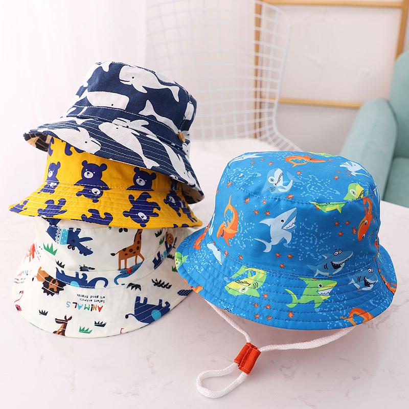 

Berets Children Hat Summer Printing Cap For Boys And Girls Kids Sun Caps Cartoon Baby Hats 12 Months To 3 Years, Blue;gray