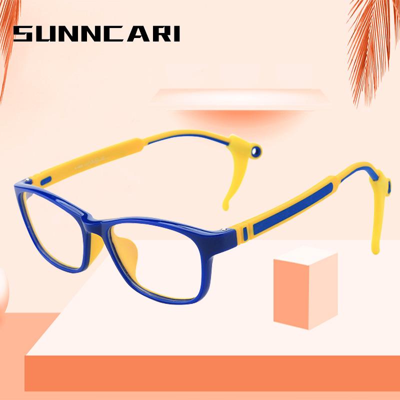 

Fashion Sunglasses Frames Kids Spectacles Goggles TR90 Glasses Frame Square Flexible Optical Eyeglasses Unbreakable Safe Children Silicone E