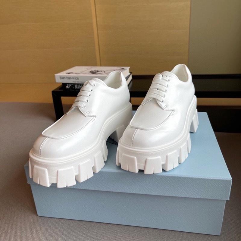 

2021 latest womens fashion shoes leather upper classic rubber thick sole calf muffin design luxurious and size for 35-42, Bright black