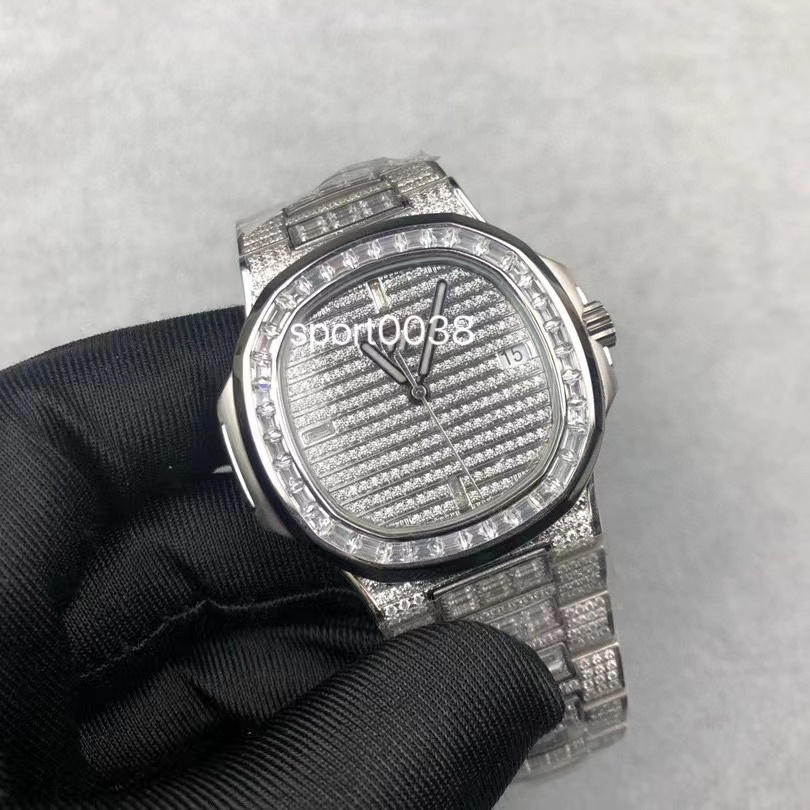 

Super Mens Automatic Full Bling Diamond Dial Bracelet Watch Men Miyota 9015 Clone Cal.324SC Rhinestone 5719 Sapphire Watches