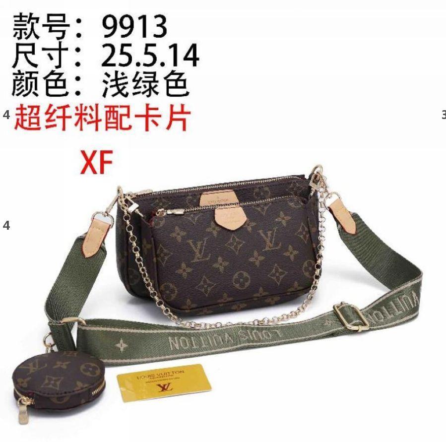 

3-XF4 Set MULTI POCHETTE ACCESSORIES Bags Women Crossbody Bag Leather Handbags Purses Lady Tote Purse LOUIS A VITTON Bag, Black