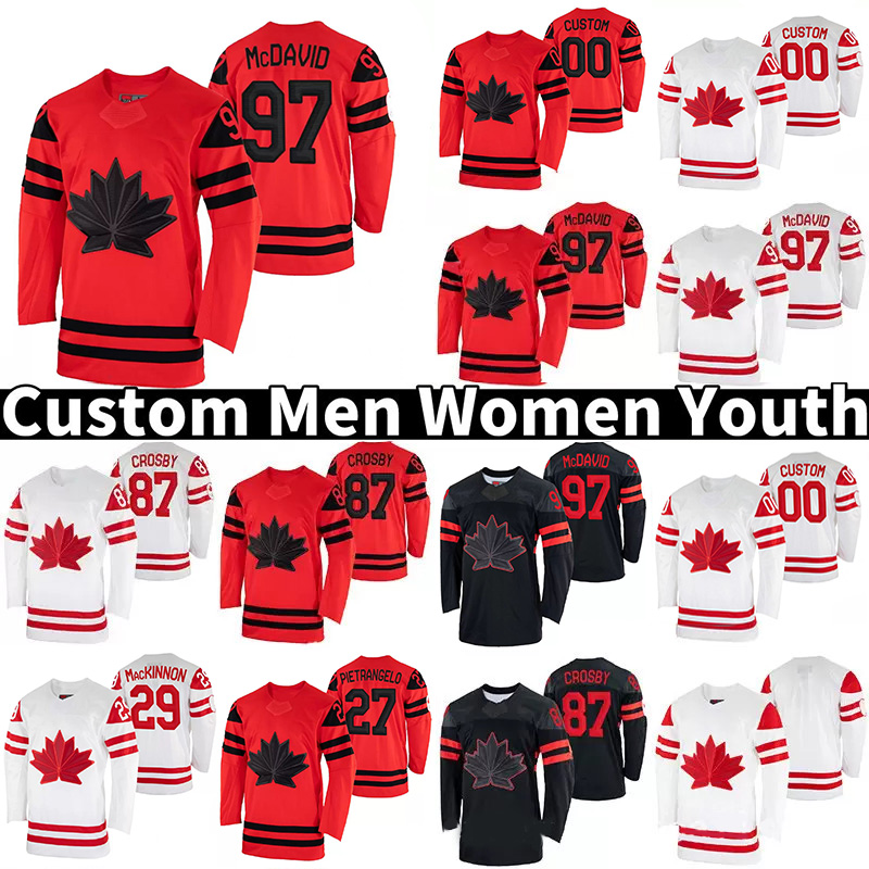 

2022 Canada Team Olympics Hockey Jersey 97 Connor McDavid Sidney Crosby Alex Pietrangelo Nathan MacKinnon John Tavares Mitch Marner Patrice Bergeron Mark Stone, Men jersey
