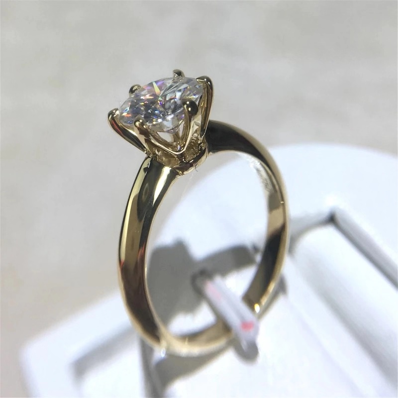 

Classic 14K Yellow Gold Trendy Moissanite Ring Round Engagement Anniversary