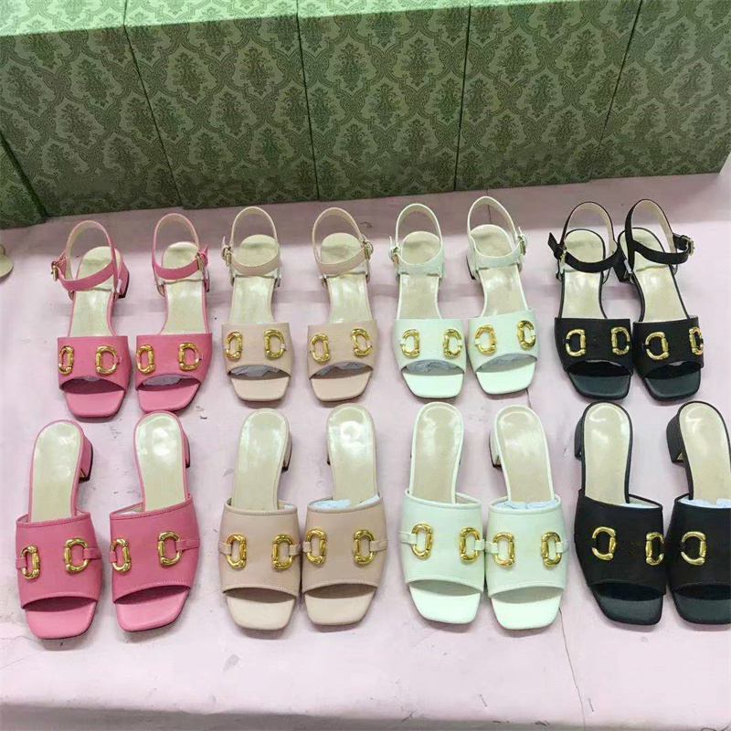 

2021 Summer Womens G Sandals Slide Slippers Flip Flop Simple Fashion Design Gold Buckle Sheepskin High Heels Rubber Sandal Casual Shoes Heatshoes, Foam bubble