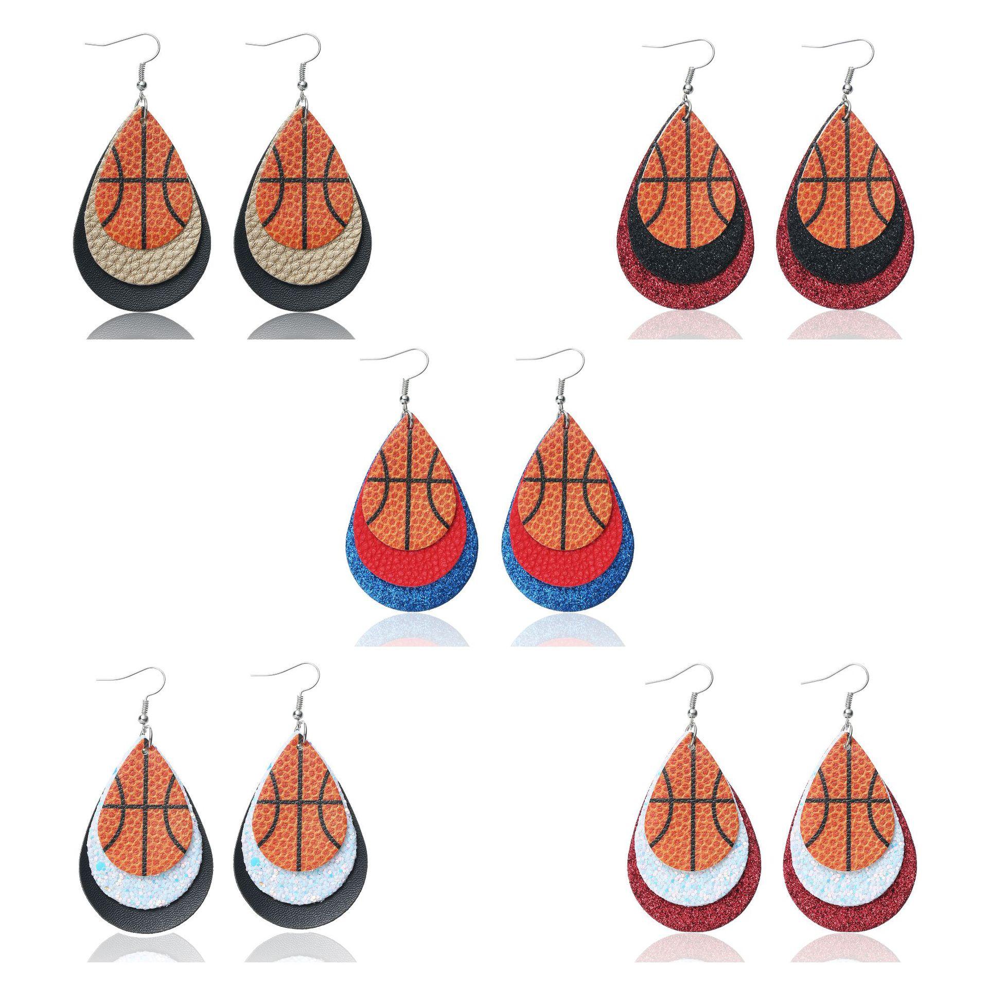 

Basketball Leather Earrings Lightweight Sport Dangle Earring