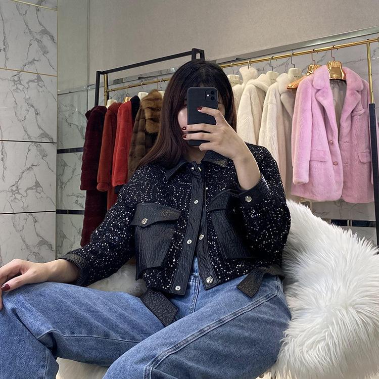 

Women's Leather & Faux Clothes With Woolen Sheep Skin Haining Has Been In Stock For A Long Time, Black