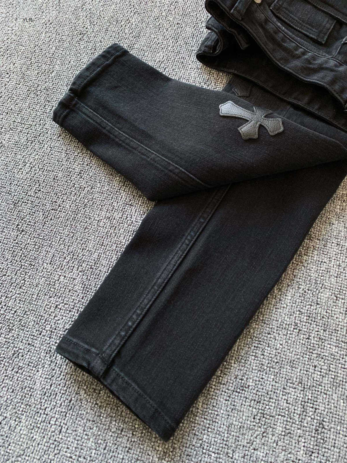 

Chromehearts / crosin men's Leggings jeans slim mid Waist Stretch slim pants, Black